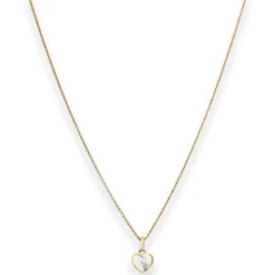 Collier Rund-Ankerkette Herz mit weißem Zirkonia aus 585 Gold Gelbgold 42cm