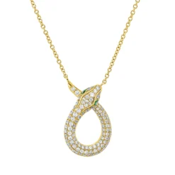 Collier Schlange 750 Gelbgold 2 Tsavorithe 0,08ct grün 106 Brillanten 0,66ct F-VSI