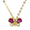 Collier Schmetterling 750 Gelbgold 2 Rubine 0,39ct rot 2 Brillanten 0,05ct F-VSI