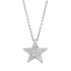 Collier Stern aus 750 Gold Weißgold 31 Brillanten 0,12ct TW-SI L:45,7cm