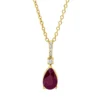 Collier Tropfen aus 750 Gelbgold Rubin 0,53ct rot 6 Diamanten 0,03ct TW-SI L:45cm