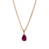 Collier Tropfen aus 750 Gold Gelbgold Rubin 0,42ct rot L:45cm