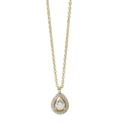 Collier Tropfen aus 750 Gold Gelbgold 20 Brillanten 0,18ct TW-SI L:42cm