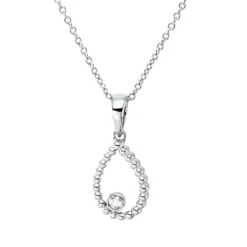 Collier Tropfen aus 750 Gold Weißgold Brillant 0,03ct TW-SI L:45cm Zarge