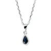 Collier Tropfen aus 750 Gold Weißgold Saphir 0,24ct blau L:45cm