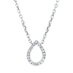 Collier Tropfen aus 750 Gold Weißgold 20 Diamanten 0,04ct TW-SI L:45cm