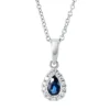 Collier Tropfen aus 750 Weißgold Saphir 0,24ct blau 14 Brillanten 0,06ct TW-SI