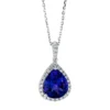 Collier Tropfen aus 750 Weißgold Tansanit 3,62ct blau 30 Brillanten 0,28ct TW-SI