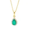 Collier Tropfen 750 Gelbgold Smaragd 0,49ct grün 18 Diamanten 0,09ct TW-SI L:45cm