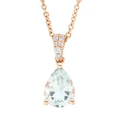Collier Tropfen 750 Rotgold Amethyst 1,06ct grün 8 Diamanten 0,04ct TW-SI L:45cm