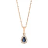 Collier Tropfen 750 Rotgold Saphir 0,22ct blau 14 Brillanten 0,06ct TW-SI L:45,7cm