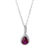 Collier Tropfen 750 Weißgold Rubin 0,75ct rot 30 Brillanten 0,09ct TW-SI L:45,7cm