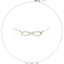 Collier Unendlichkeit Infinity Symbol 5 Diamanten 0.05Ct W/SI 585 Gold Halskette