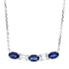 Collier 750 Weißgold 3 Saphire 1,08ct blau 2 Diamanten Smaragd-Schliff 0,5ct TW-SI