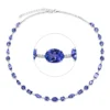 Collier 750 Weißgold 27 Tansanite 23,1ct blau 78 Brillanten 0,36ct F-VSI L:45,7cm