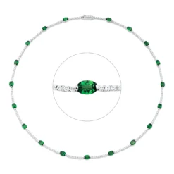 Collier 750 Weißgold 19 Tsavorithe 9,17ct grün 180 Brillanten 3,29ct TW-VSI/SI