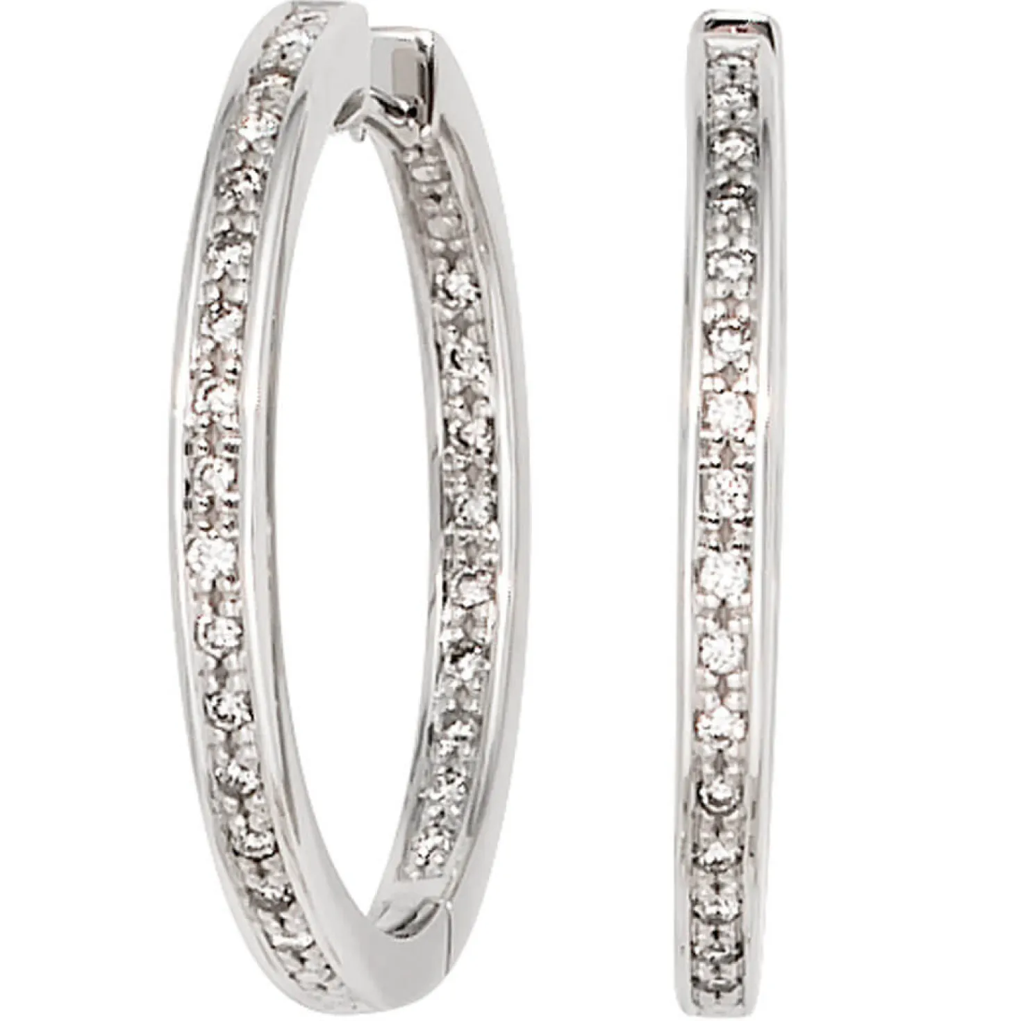 Creole Creolen 2,3mm 50 Diamanten 0.25Ct W/SI Brillanten 585 Gold Weißgold Damen