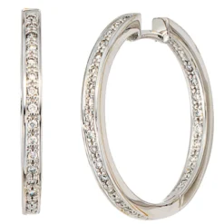 Creole Creolen 2,3mm 50 Diamanten 0.25Ct W/SI Brillanten 585 Gold Weißgold Damen