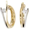 Creole Creolen 4,9x16,4mm mit Diamanten 0.1Ct W/SI 585 Gold Gelbgold Weißgold
