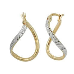 Creole Creolen 23x2mm Ohrringe Damen bicolor 375 Gold Ohrschmuck Goldohrringe