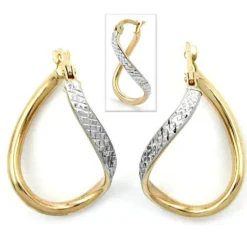 Creole Creolen 23x2mm Ohrringe Damen bicolor 375 Gold Ohrschmuck Goldohrringe