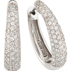 Creole Creolen 5,3x24mm oval 925 Echt Silber mit Zirkonia Ohrschmuck