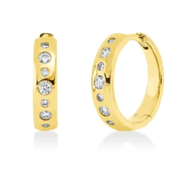 Creolen aus 750 Gold Gelbgold 14 Brillanten 0,21ct TW-PI 14,2x3,4mm Zarge