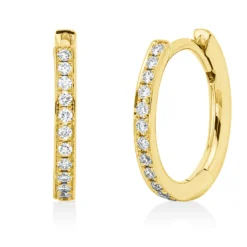 Creolen aus 750 Gold Gelbgold 24 Brillanten 0,15ct TW-SI 13,3x1,8mm