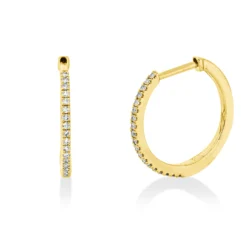Creolen aus 585 Gold Gelbgold 38 Brillanten 0,08ct TW-PI 13,8x1,3mm