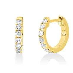 Creolen aus 585 Gold Gelbgold 14 Brillanten 0,24ct TW-PI 10,5x1,6mm