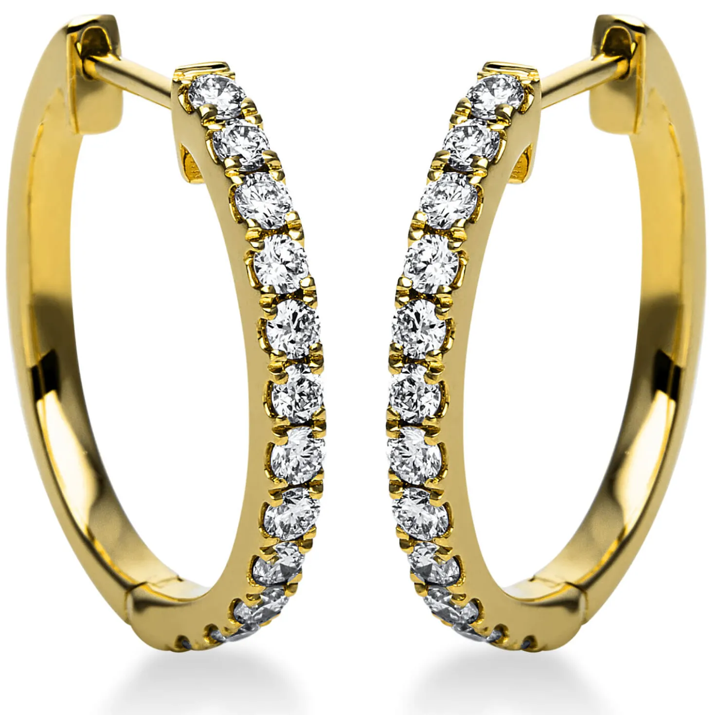 Creolen aus 750 Gold Gelbgold 24 Brillanten 0,44ct TW-SI 18,5x1,9mm