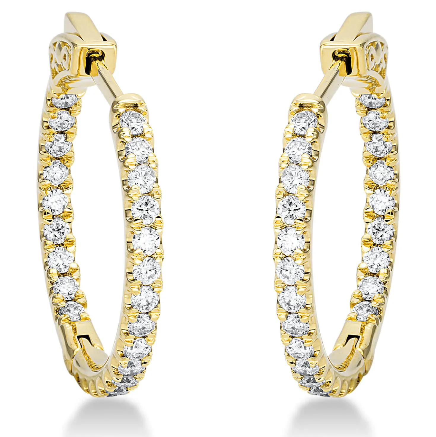 Creolen aus 750 Gold Gelbgold 48 Brillanten 0,66ct TW-SI S:2mm
