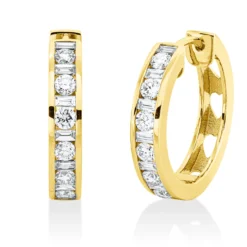 Creolen aus 750 Gold Gelbgold 26 Diamanten 0,82ct TW-SI 18x2,3mm