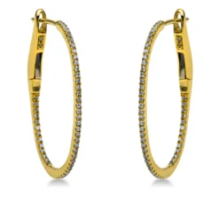 Creolen aus 750 Gold Gelbgold 98 Diamanten 0,2ct TW-SI 24x0,8mm