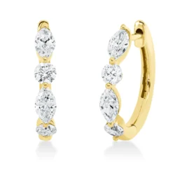 Creolen aus 750 Gold Gelbgold 8 Diamanten 1ct TW-SI 17,8x3mm