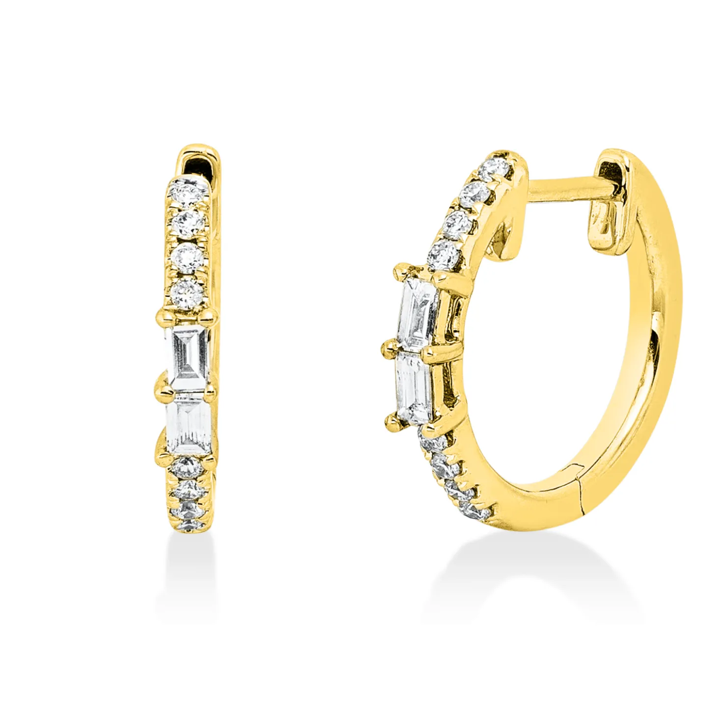 Creolen aus 750 Gold Gelbgold 20 Diamanten 0,18ct 13,6x2mm