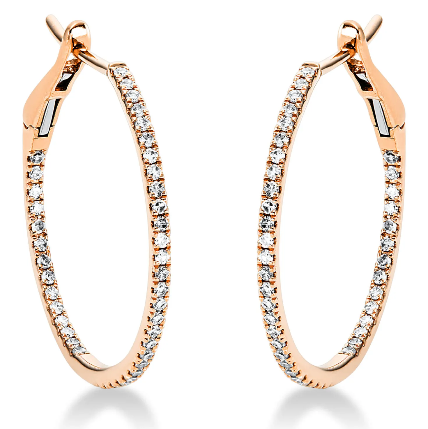 Creolen aus 750 Gold Rotgold 86 Diamanten 0,23ct TW-SI 23,4x1mm
