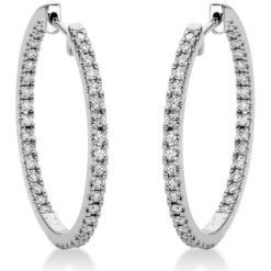 Creolen aus 750 Gold Weißgold 74 Brillanten 0,83ct TW-SI 28,3x2mm