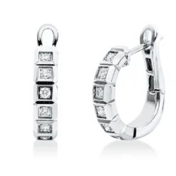 Creolen aus 750 Gold Weißgold 12 Brillanten 0,26ct TW-SI 17,7x3,9mm