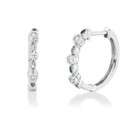 Creolen aus 750 Gold Weißgold 6 Brillanten 0,1ct TW-SI 16,6x2,3mm