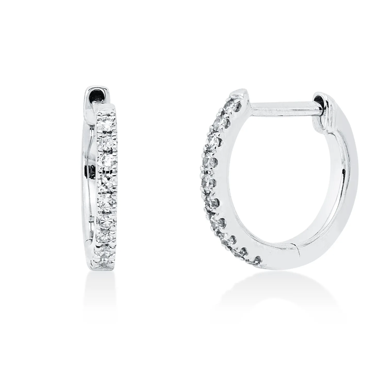 Creolen aus 585 Gold Weißgold 20 Brillanten 0,07ct TW-SI 10x1mm