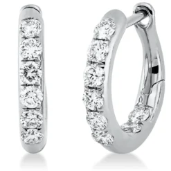 Creolen aus 750 Gold Weißgold 16 Brillanten 0,6ct TW-VSI 14,4x2,6mm