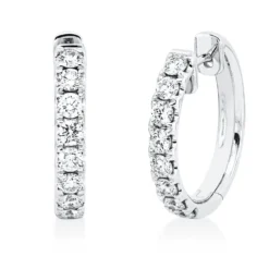 Creolen aus 750 Gold Weißgold 16 Brillanten 1,12ct TW-SI 19x3,2mm