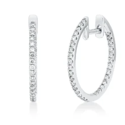 Creolen aus 585 Gold Weißgold 62 Brillanten 0,51ct TW-SI 20x1,4mm