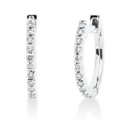 Creolen aus 750 Gold Weißgold 22 Brillanten 0,09ct W-SI 11,5x1,4mm