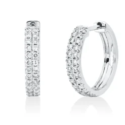 Creolen aus 750 Gold Weißgold 52 Brillanten 0,36ct TW-SI 14x2,7mm