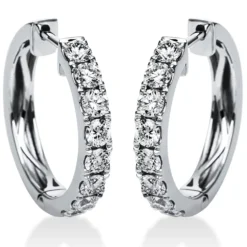 Creolen aus 750 Gold Weißgold 16 Brillanten 1,32ct TW-SI 19,8x2,7mm