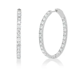 Creolen aus 750 Gold Weißgold 50 Brillanten 3,68ct TW-SI 31,9x2,5mm