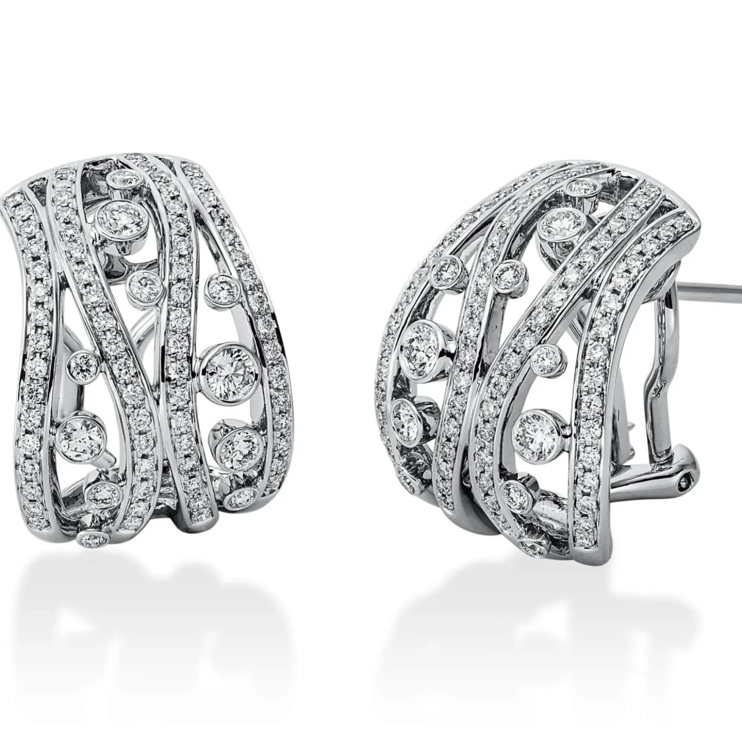 Creolen aus 750 Gold Weißgold 160 Brillanten 0,95ct TW-VSI