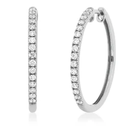 Creolen aus 750 Gold Weißgold 32 Brillanten 0,44ct TW-SI 24,3x1,8mm